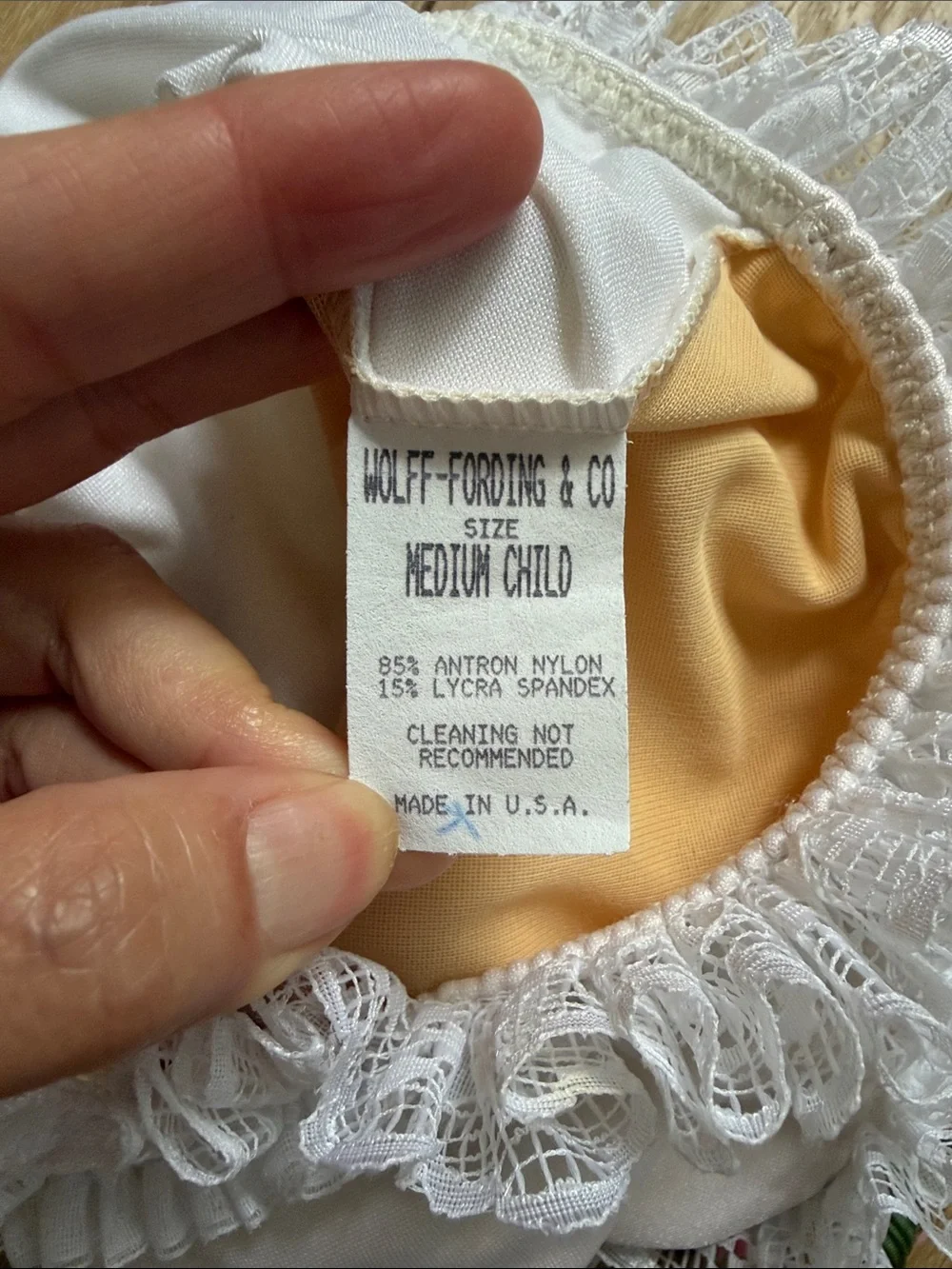 Wolff Fording Petticoat Circle Petti Skirt Top White Dance Costume Lace Sz 4/5
